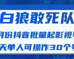 白狼敢死队最新抖音短视频批量起影视号(一天单人可操作30个号)视频课程-优品网赚资源库
