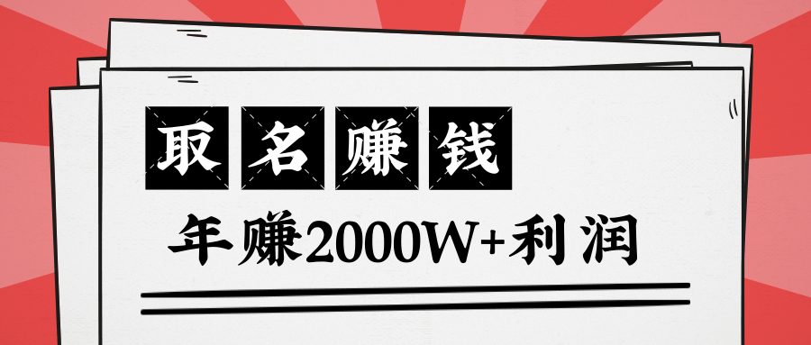 王通:不要小瞧任何一个小领域,取名技能也能快速赚钱,年赚2000W+利润-优品网赚资源库