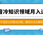 抖音冷知识领域月入过万项目，不适宜公开解决方案 ，抖音赚钱方式大解析！-优品网赚资源库