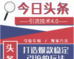 今日头条引流技术4.0，微头条实战细节，微头条引流核心技巧分析，快速发布引流玩法-优品网赚资源库