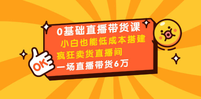 0基础直播带货课：小白也能低成本搭建疯狂卖货直播间：1场直播带货6万-优品网赚资源库