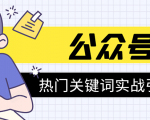 《公众号热门关键词实战引流特训营》5天涨5千精准粉，单独广点通每天赚百元-优品网赚资源库