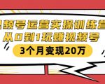 视频号运营实操训练营：从0到1玩赚视频号，3个月变现20万-优品网赚资源库