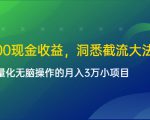 单日500现金收益，洞悉截流大法，一个批量化无脑操作的月入3万小项目-优品网赚资源库