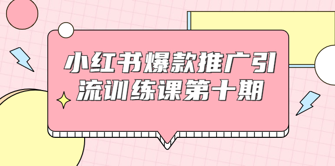小红书爆款推广引流训练课第十期，手把手带你玩转小红书，轻松月入过万-优品网赚资源库