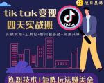 tiktok变现四天实战班,连怼技术+矩阵玩法赚美金!价值998元-优品网赚资源库