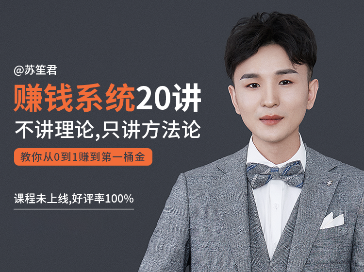 苏笙君的赚钱系统20课 教你从0到1赚到你的第一桶金(不讲理论,只讲方法论)-优品网赚资源库
