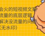 只说话就会火的短视频文案课,从根本上解决没流量的问题-优品网赚资源库