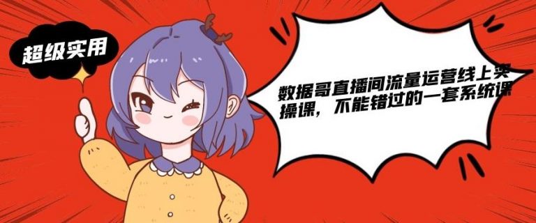 数据哥直播间流量运营线上实操课，不能错过的一套系统课-优品网赚资源库