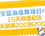 淘宝蓝海虚拟项目4.0,15天快速起店,单天利润200到2000元-优品网赚资源库