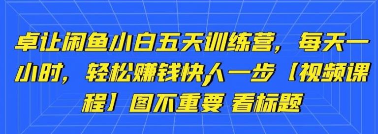 卓让闲鱼小白五天训练营,每天一小时,轻松赚钱快人一步-优品网赚资源库