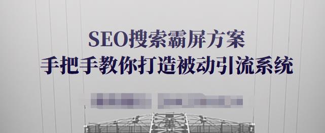 SEO搜索霸屏方案，手把手教你打造被动引流系统【视频课程】-优品网赚资源库