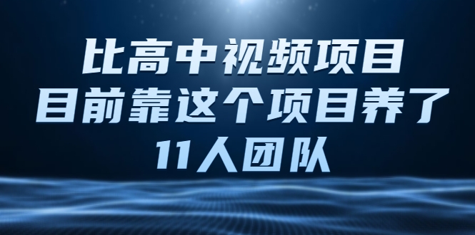 比高中视频项目,目前靠这个项目养了11人团队【视频课程】-优品网赚资源库
