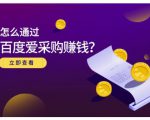 大王·怎么通过百度爱采购赚钱,已经通过百度爱采购完成200多万的销量-优品网赚资源库