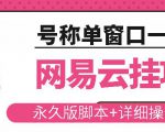 网易云挂机项目云梯挂机计划，永久版脚本+详细操作视频-优品网赚资源库