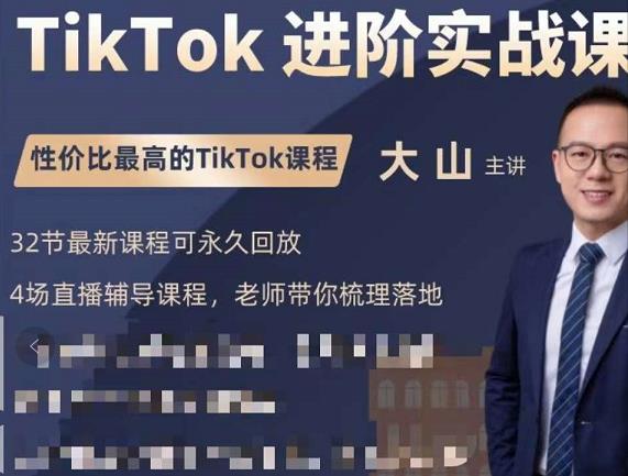 大山老师TikTok进阶实战课：账号详解，流量运营，实战变现，助力你成功出海-优品网赚资源库