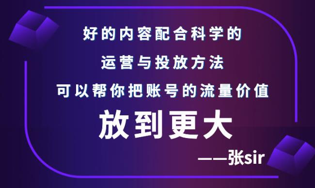 张sir账号流量增长课，告别海王流量，让你的流量更精准-优品网赚资源库