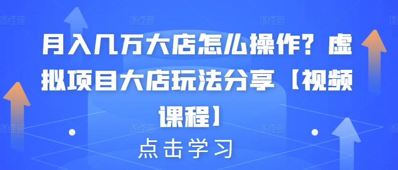 月入几万大店怎么操作？虚拟项目大店玩法分享【视频课程】-优品网赚资源库
