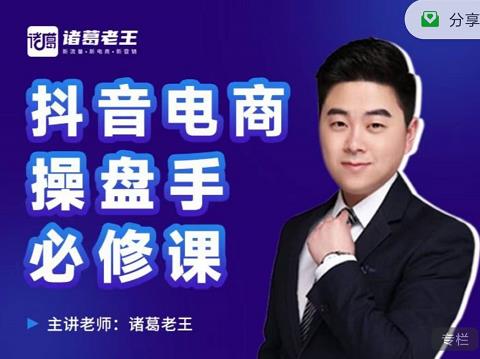 诸葛老王-抖音电商操盘手必修课：顶层设计，​起号破局，爆款运营，数据分析-优品网赚资源库