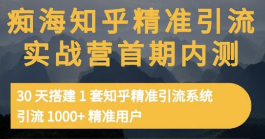 痴海知乎精准引流实战营1-2期，30天搭建1套知乎精准引流系统，引流1000+精准用户-优品网赚资源库