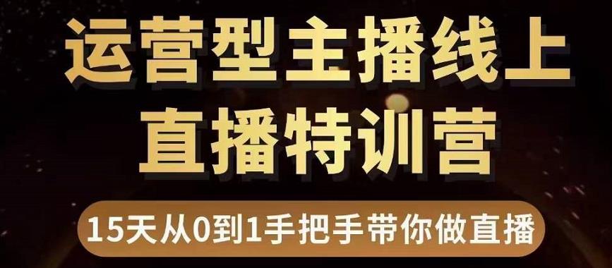 直播电商运营型主播特训营,0基础15天手把手带你做直播带货-优品网赚资源库