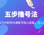 五步撸号法，掌握百万分析的抖课账号核心技能，从逻辑到实操-优品网赚资源库