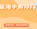 超级蓝海中的冷门项目，文档工作，好玩又赚钱，月入10000+-优品网赚资源库