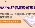 2022小红书高阶训练营：爆文制造技巧，低预算高roi投放技巧，内容营销思维-优品网赚资源库