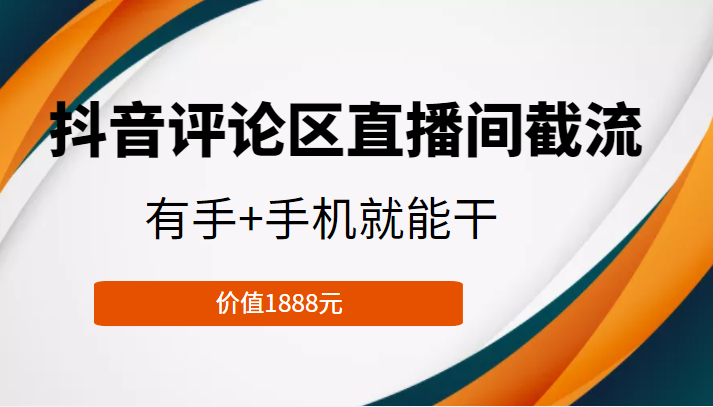 抖音评论区直播间截流,有手+手机就能干,门槛极低,模式可大量复制(价值1888元)-优品网赚资源库