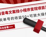 《抖音毒文案挂小程序变现项目》单天单号的收益50+可放大操作-优品网赚资源库