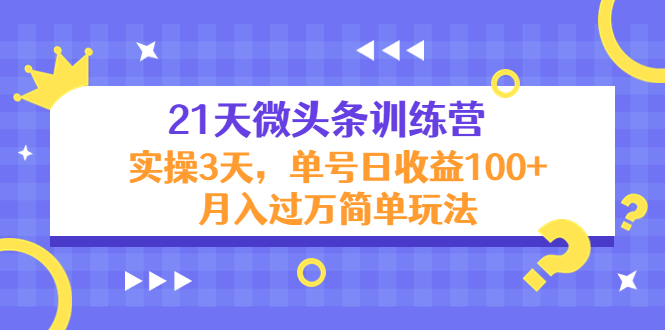 21天微头条训练营，实操3天，单号日收益100+月入过万简单玩法-优品网赚资源库