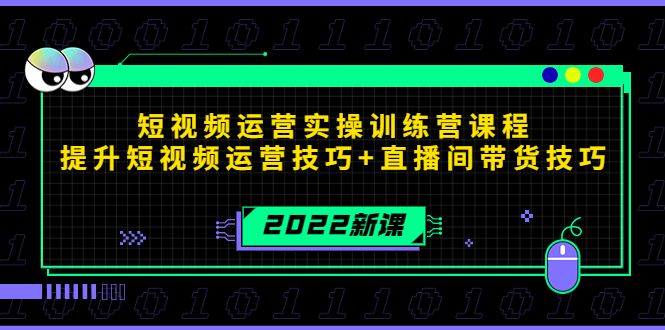 2022短视频运营实操训练营课程，提升短视频运营技巧+直播间带货技巧-优品网赚资源库