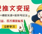 小说推文训练营：引流技巧+爆款实操+矩阵号玩法，百倍效益、百万播放秘笈-优品网赚资源库