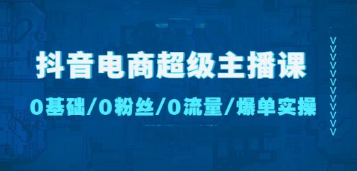 抖音电商超级主播课：0基础、0粉丝、0流量、爆单实操！-优品网赚资源库