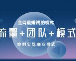 王冲老师《流量+团队+模式》商业模式实战课，全网最赚钱的模式-优品网赚资源库