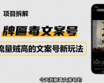 2023抖音快手毒文案新玩法,牌匾文案号,起号快易变现-优品网赚资源库