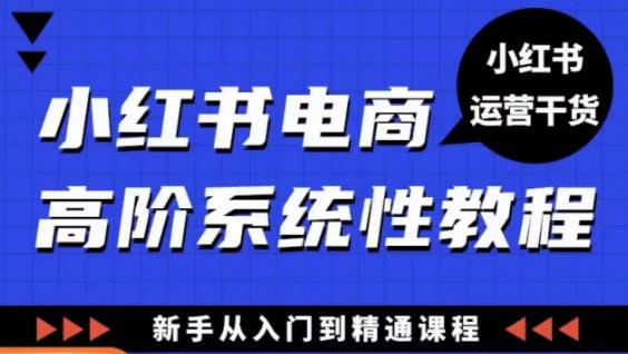 小红书电商高阶系统教程，新手从入门到精通系统课-优品网赚资源库