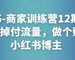 小红书-商家训练营12期：让商家丢掉付流量，做个赚钱的小红书博主-优品网赚资源库