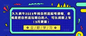 久久疯牛2023年纯自然流起号课程,老杨是把自然流玩明白的人,可以闭眼上车(3月更新)-优品网赚资源库