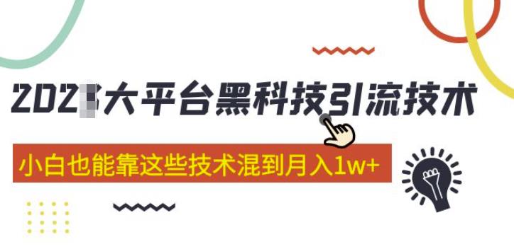 大平台黑科技引流技术，小白也能靠这些技术混到月入1w+(2022年的课程）-优品网赚资源库