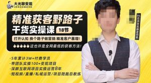 杨光·精准获客野路子，黑科技快速获取精准客户，这也许是全网最低的获客方法了-优品网赚资源库