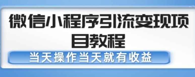 微信小程序引流变现项目教程,当天操作当天就有收益,变现不再是难事-优品网赚资源库