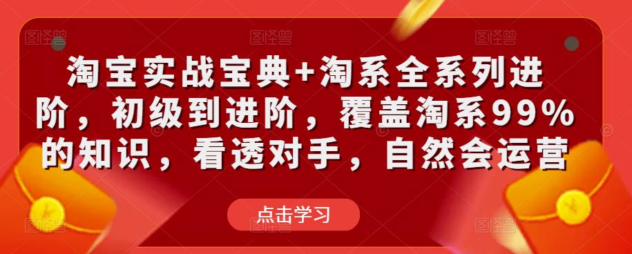 淘宝实战宝典+淘系全系列进阶,初级到进阶,覆盖淘系99%的知识,看透对手,自然会运营-优品网赚资源库