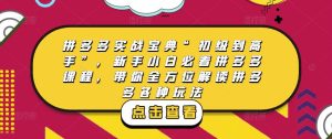 拼多多实战宝典“初级到高手”，新手小白必看拼多多课程，带你全方位解读拼多多各种玩法-优品网赚资源库