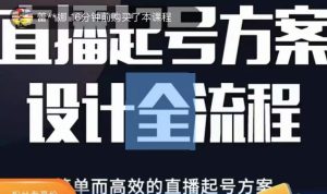 2023正价控流起号课，直播起号方案设计全流程，简单而高效的直播起号方案-优品网赚资源库