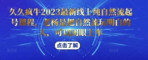 久久疯牛2023最新线上纯自然流起号课程，老杨是把自然流玩明白的人，可以闭眼上车-优品网赚资源库