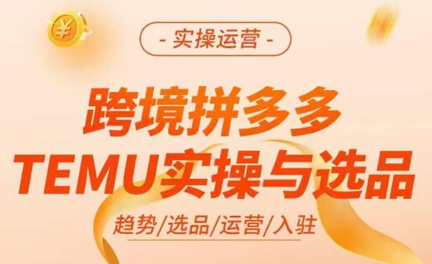 跨境拼多多TEMU实操与选品，​掌握平台运营方法技巧，选品避坑12条标准，爆款的底层思路等-优品网赚资源库