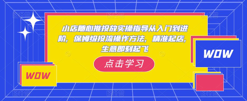 小店随心推投放实操指导从入门到进阶，保姆级投流操作方法，精准起店，生意即刻起飞-优品网赚资源库