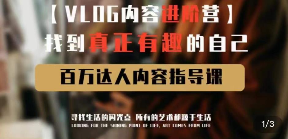 vlog内容进阶营，找到真正有趣的自己，百万达人内容指导课-优品网赚资源库
