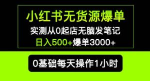 小红书无货源爆单实测从0起店无脑发笔记爆单3000+长期项目可多店-优品网赚资源库